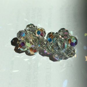Iridescent Glass Bead Clip-On Earrings